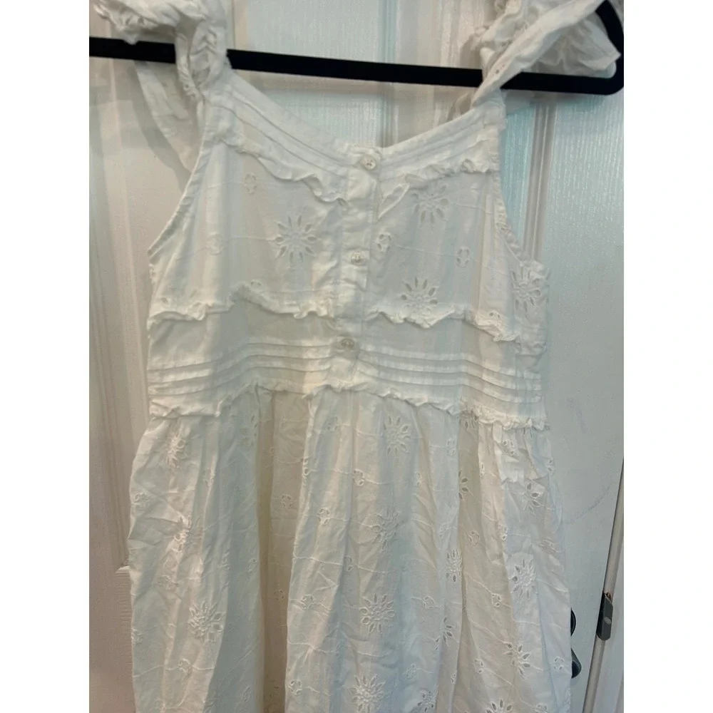 Zara Dress White Eyelet Ruffle Sleeve Tiered Boho‎ Summer Sun Dress Kids 13-14